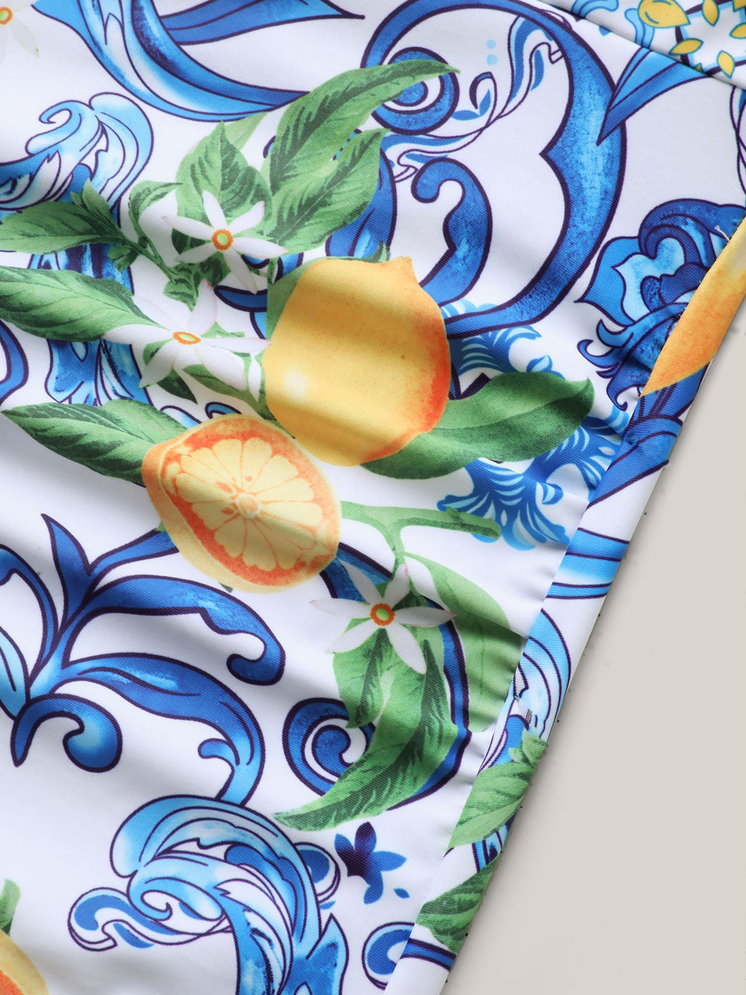 Caliselle™ – Two-Piece Citrus Print Sarong Swimsuit