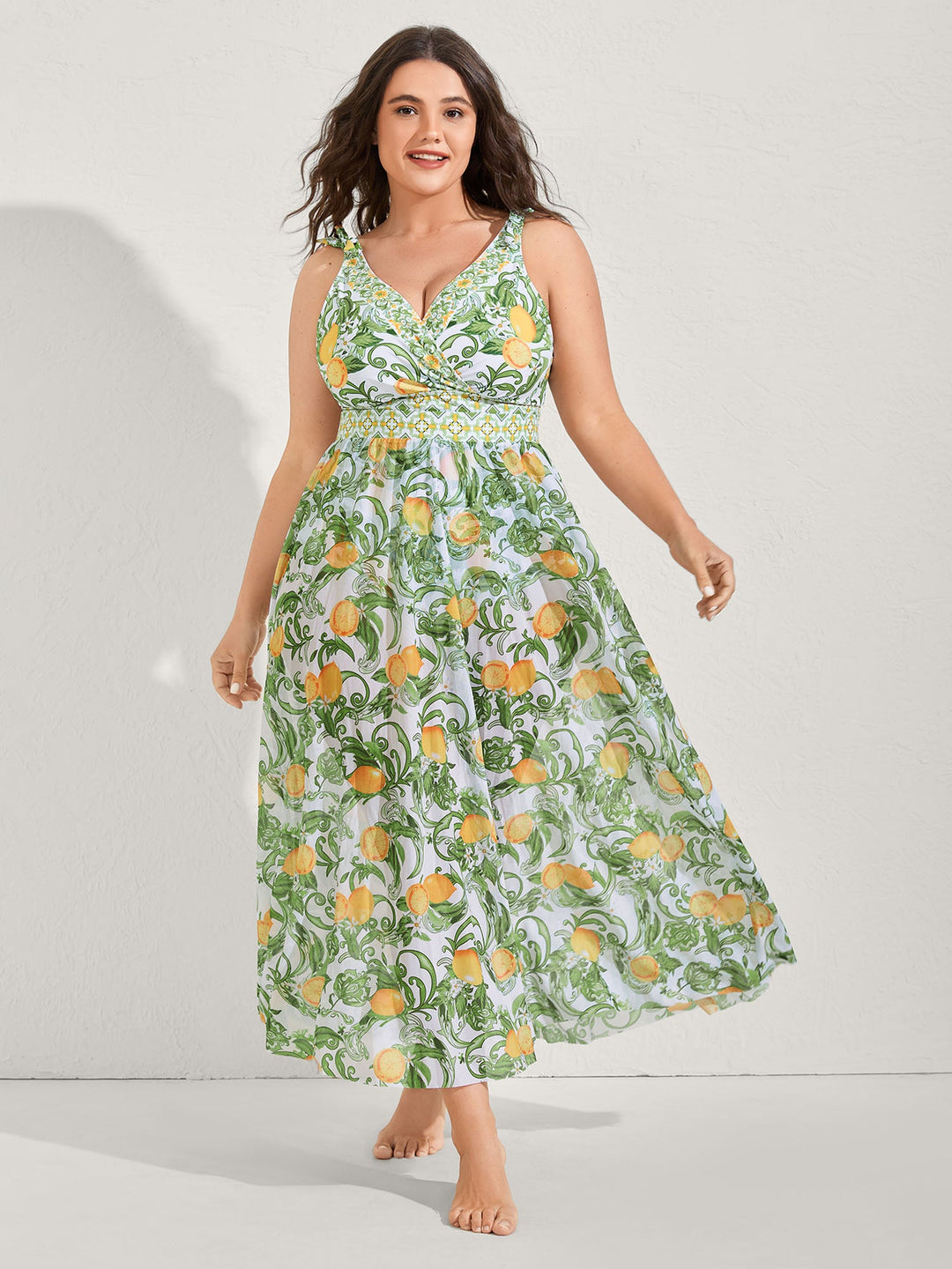 Caliselle™ – Two-Piece Citrus Print Sarong Swimsuit