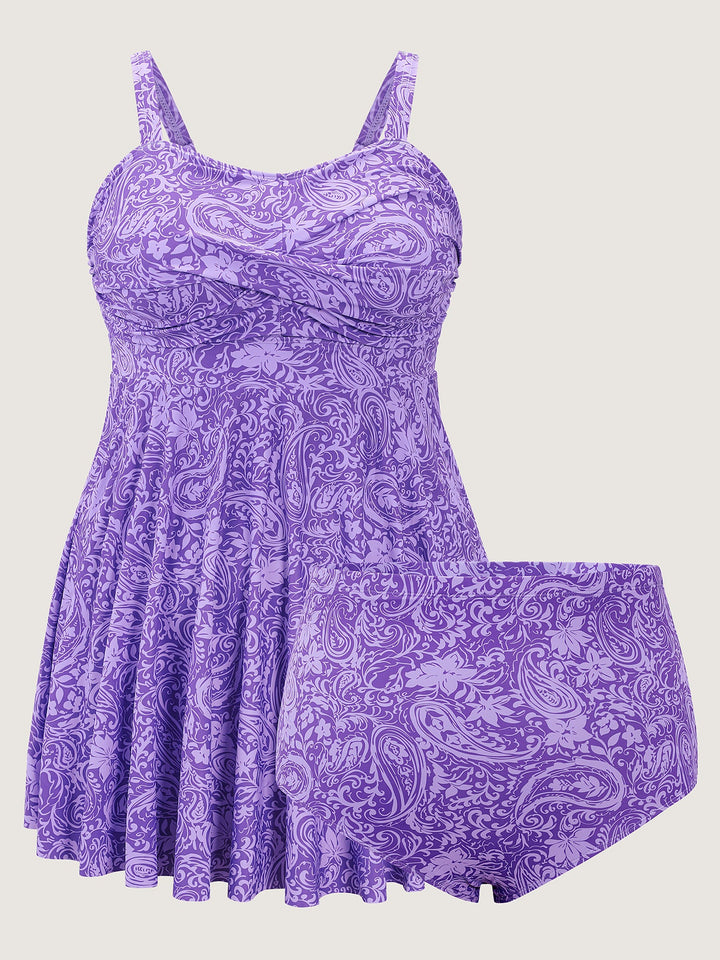Serelune™ – Paisley Print Twist Front Swim Dress