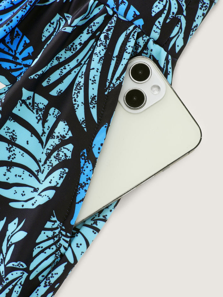 Serelle™ – Tropical Flower Print Pockets One-Piece Swimsuit