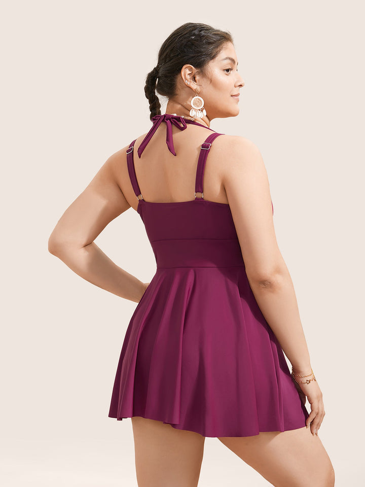 Celestine™ – Ruffle Hem Halter Neck Swim Dress