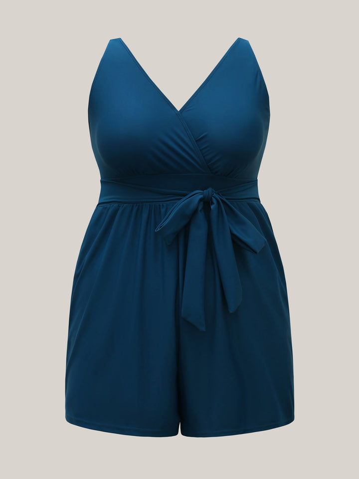Elowyn™ – Surplice Neckline Belted One-Piece Swimsuit