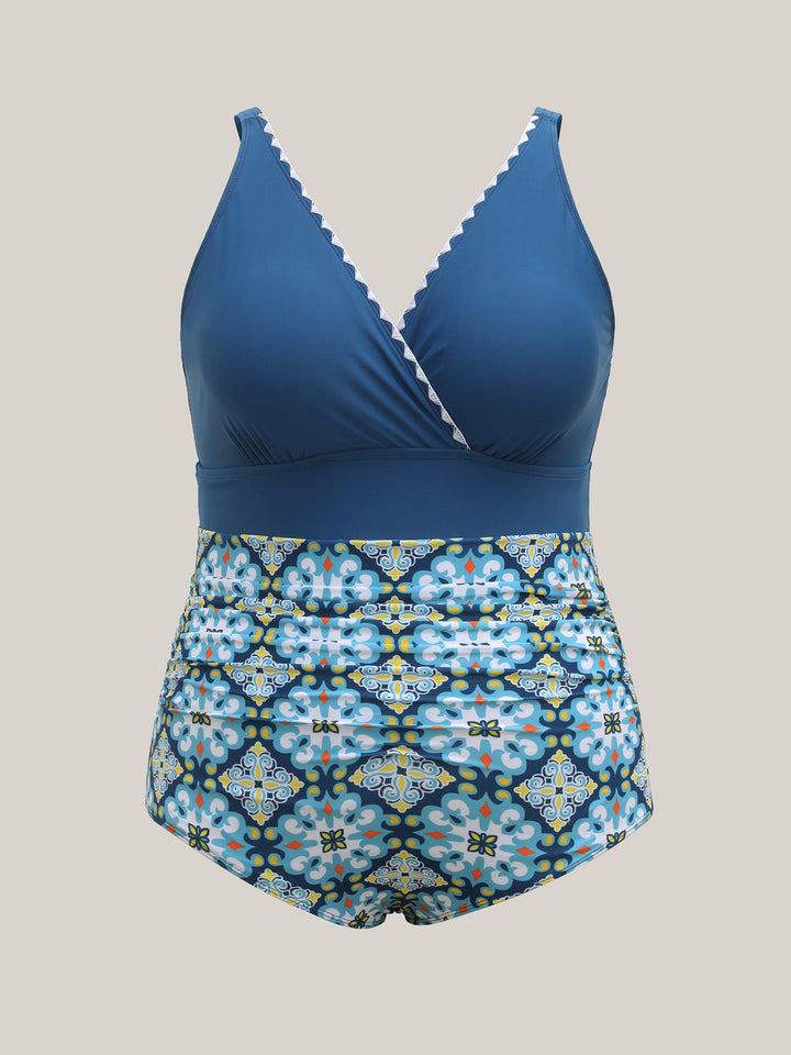 Serelune™ – Embroidered Pleated One-Piece Swimsuit