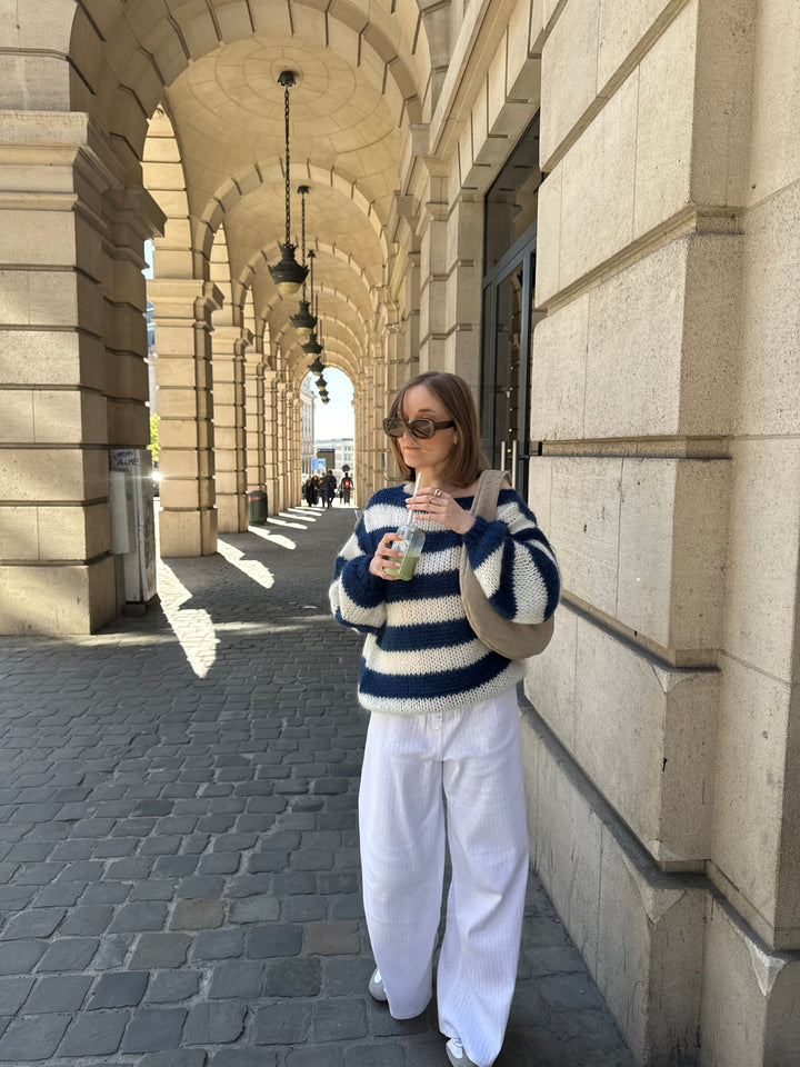 Celoren™ – Striped Off-Shoulder Sweater