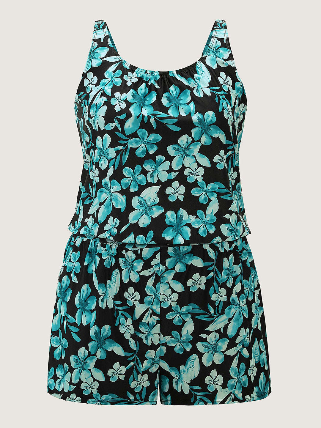 Serelle™ – Tropical Flower Print Pockets One-Piece Swimsuit