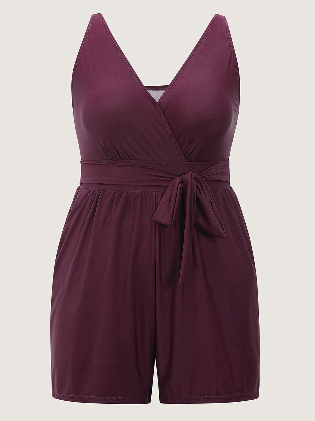 Elowyn™ – Surplice Neckline Belted One-Piece Swimsuit