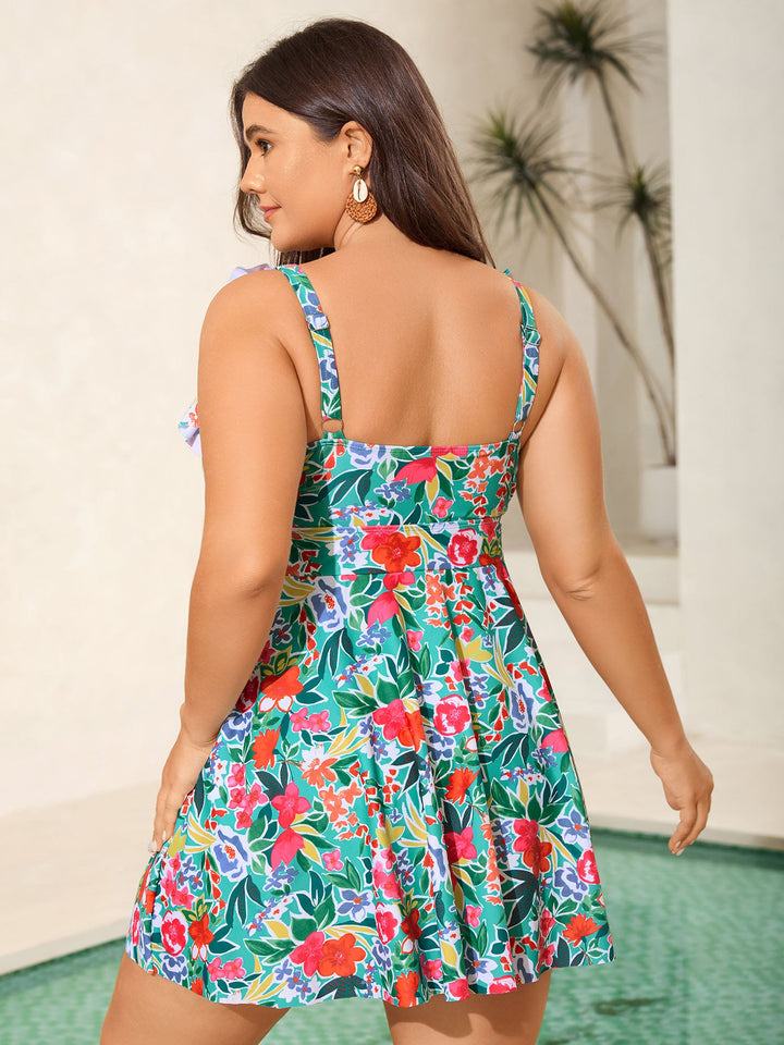 Seralyn™ – Anti-Float Tie Ruffled Floral Swim Dress