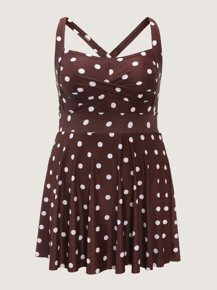 Serelle™ – Twist-Front Polka Dots Swim Dress