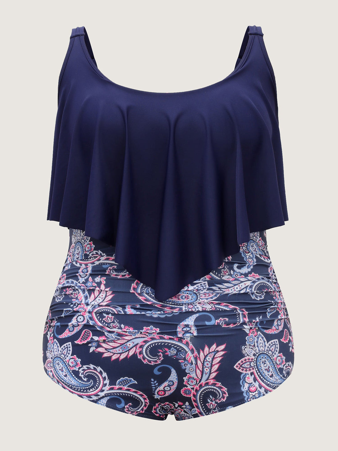 Serelune™ – Paisley Print Ruched One-Piece Swimsuit