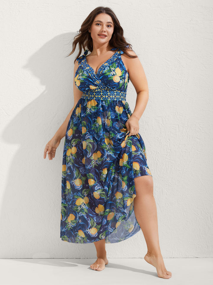 Caliselle™ – Two-Piece Citrus Print Sarong Swimsuit