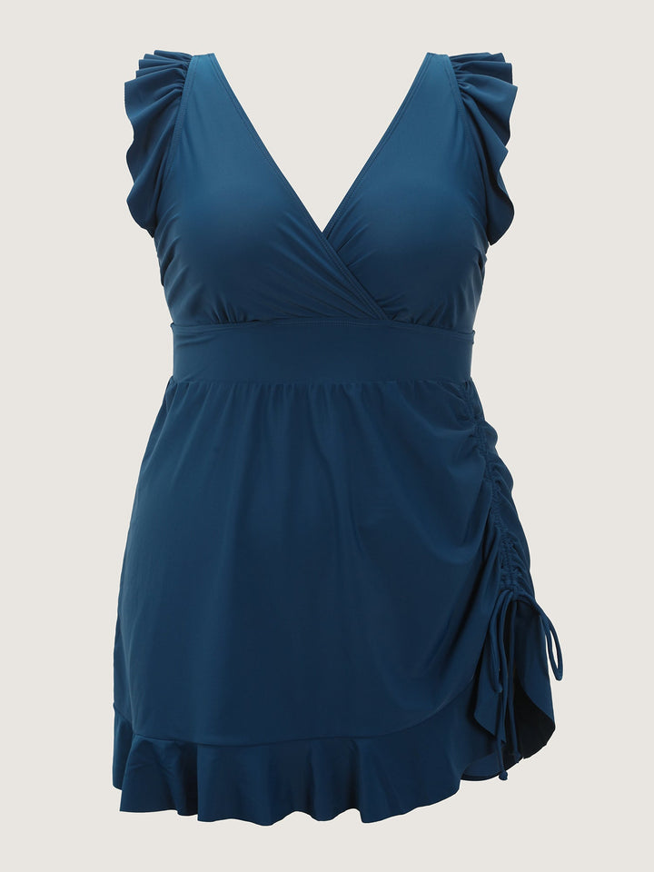 Serelune™ – Ruffled Hem Flutter Sleeve Swim Dress