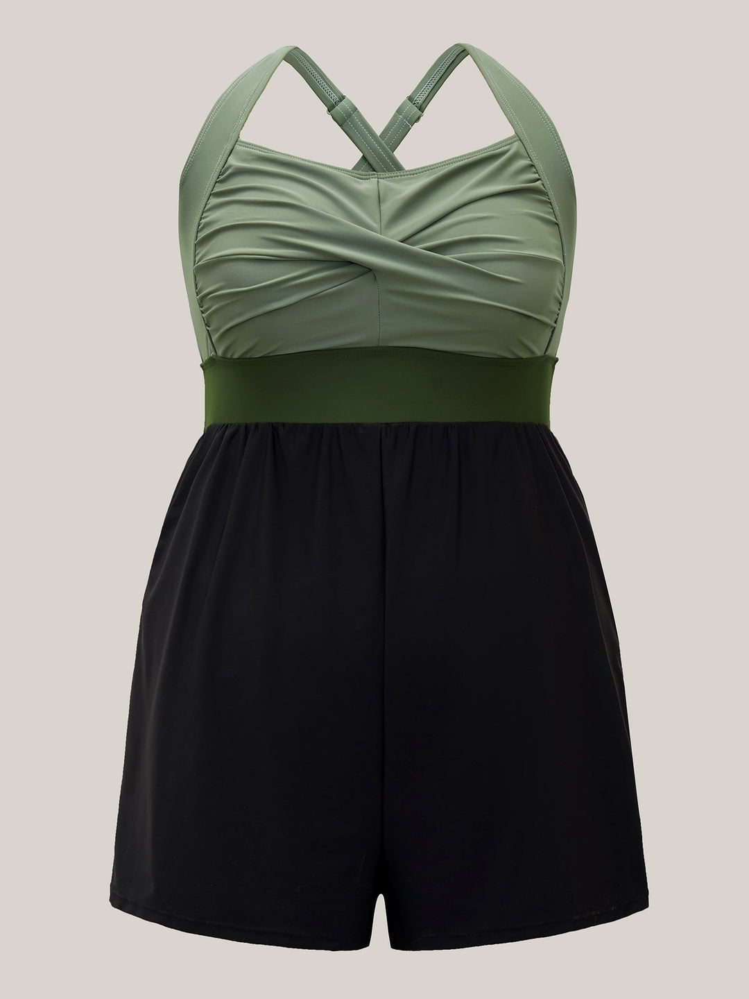 Celisse™ – Patchwork Contrast Crossover One Piece Swimsuit