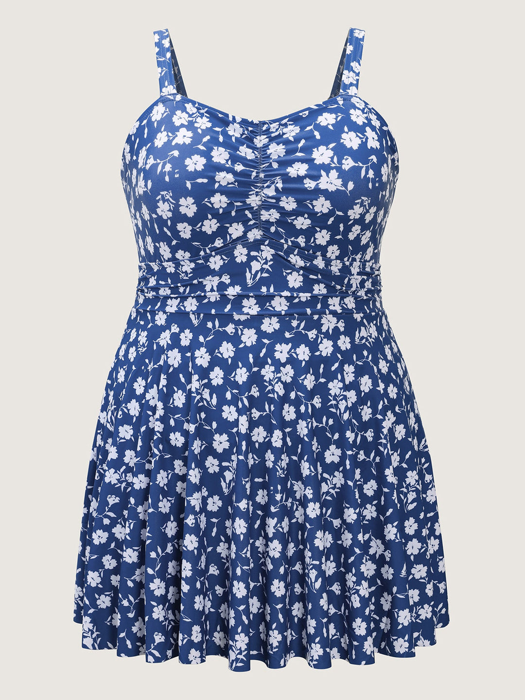 Cylara™ – Ditsy Floral Ruched Empire Waist Swim Dress