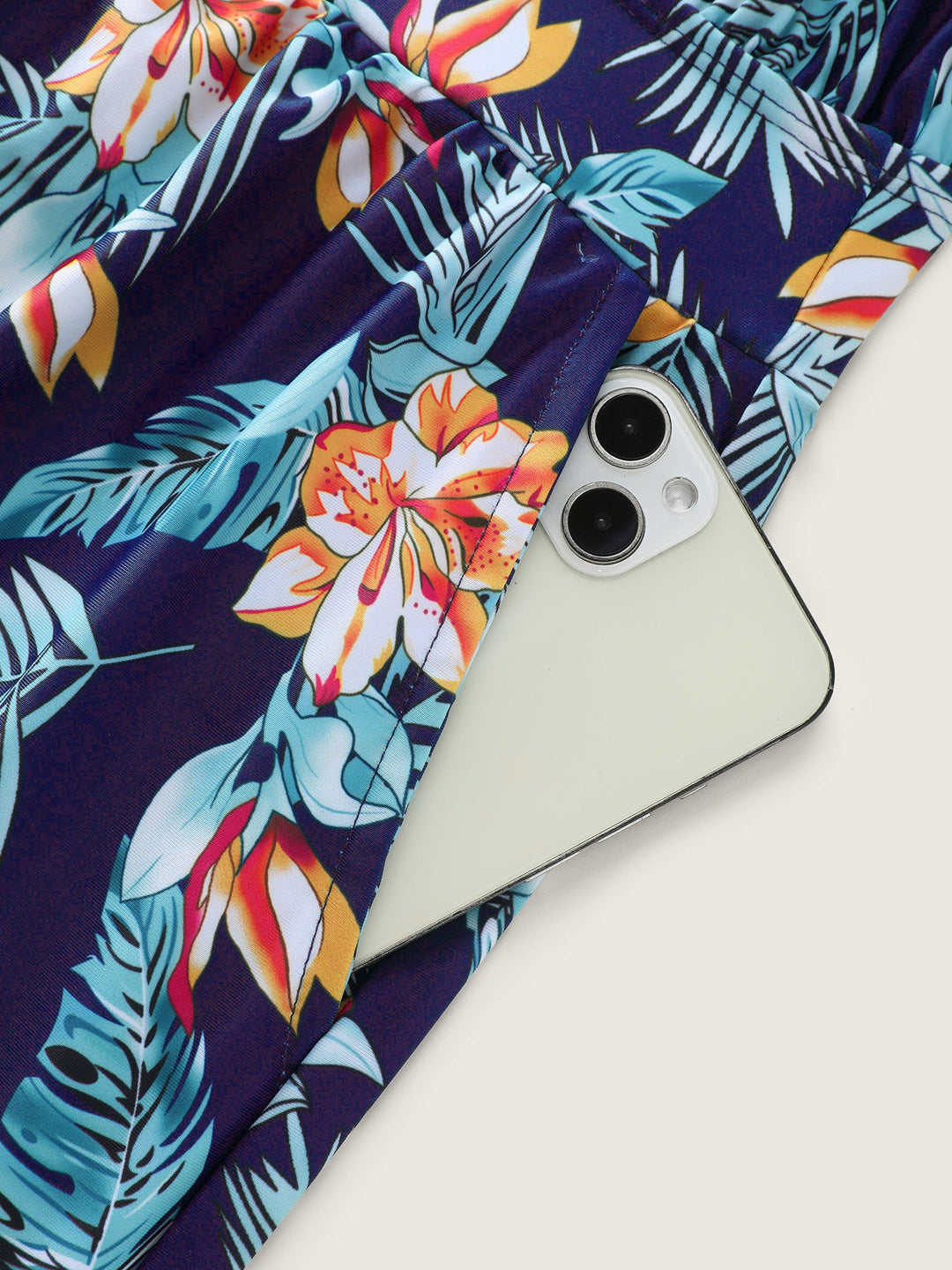 Serelle™ – Tropical Flower Print Pockets One-Piece Swimsuit