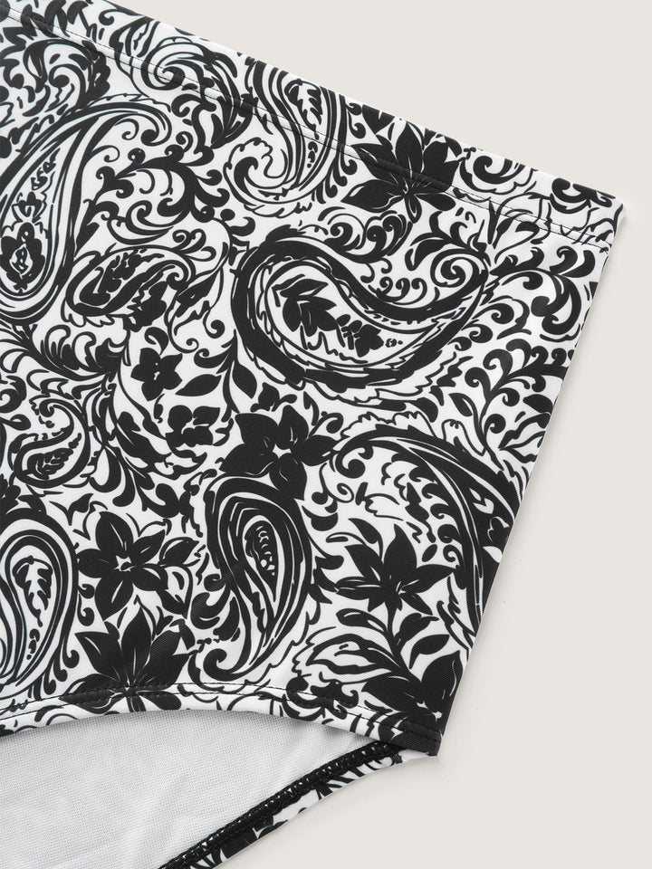 Serelune™ – Paisley Print Twist Front Swim Dress