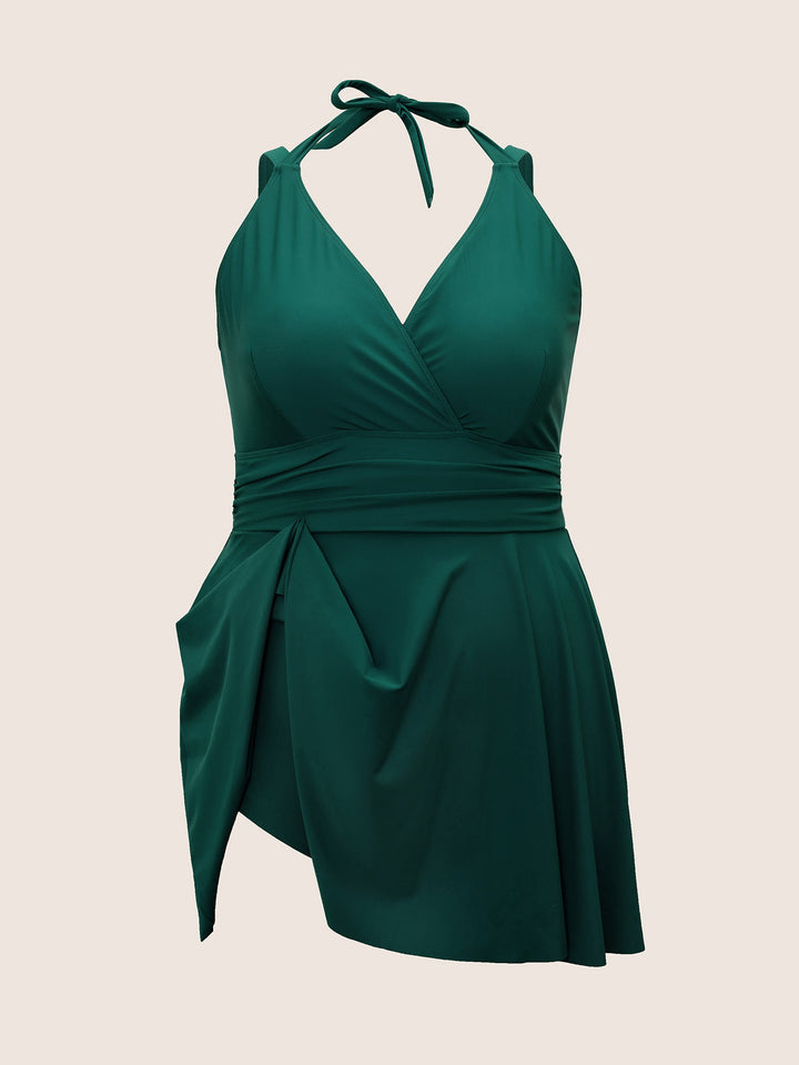 Celestine™ – Ruffle Hem Halter Neck Swim Dress