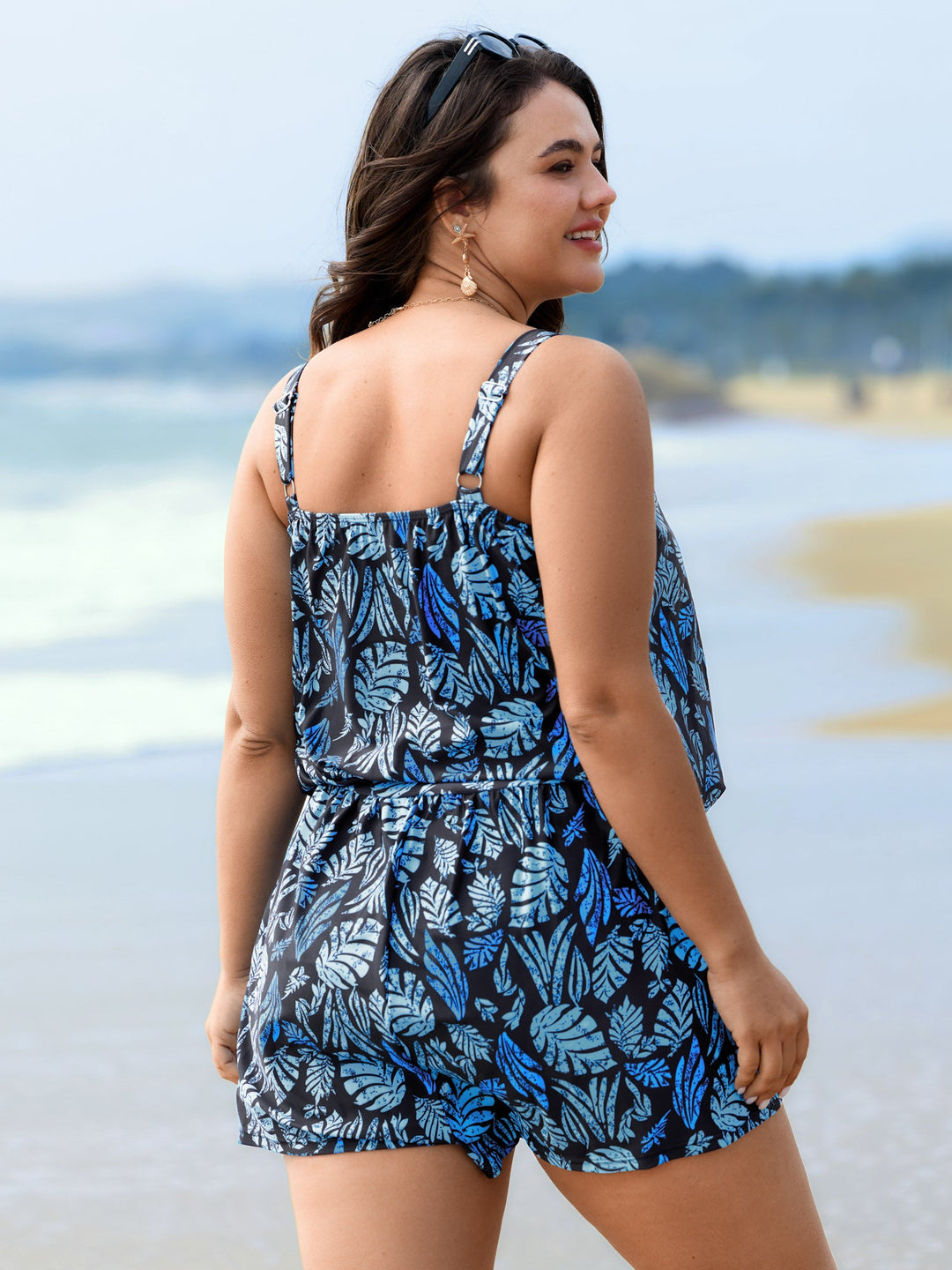 Serelle™ – Tropical Flower Print Pockets One-Piece Swimsuit