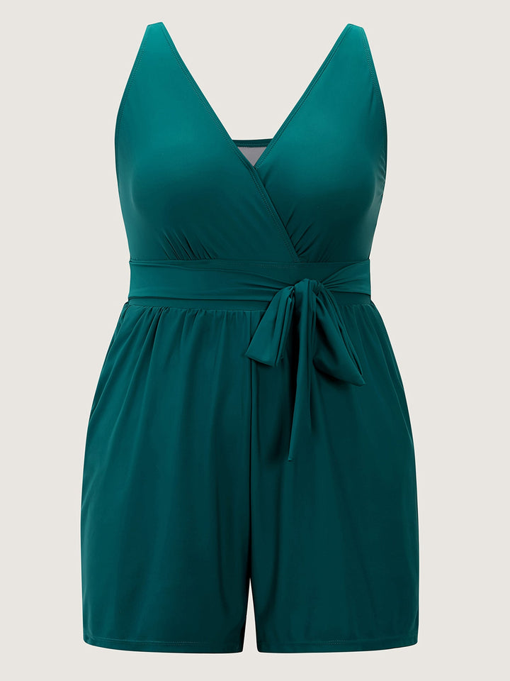 Elowyn™ – Surplice Neckline Belted One-Piece Swimsuit