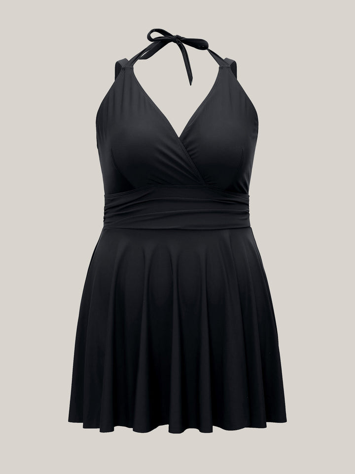 Celestine™ – Ruffle Hem Halter Neck Swim Dress