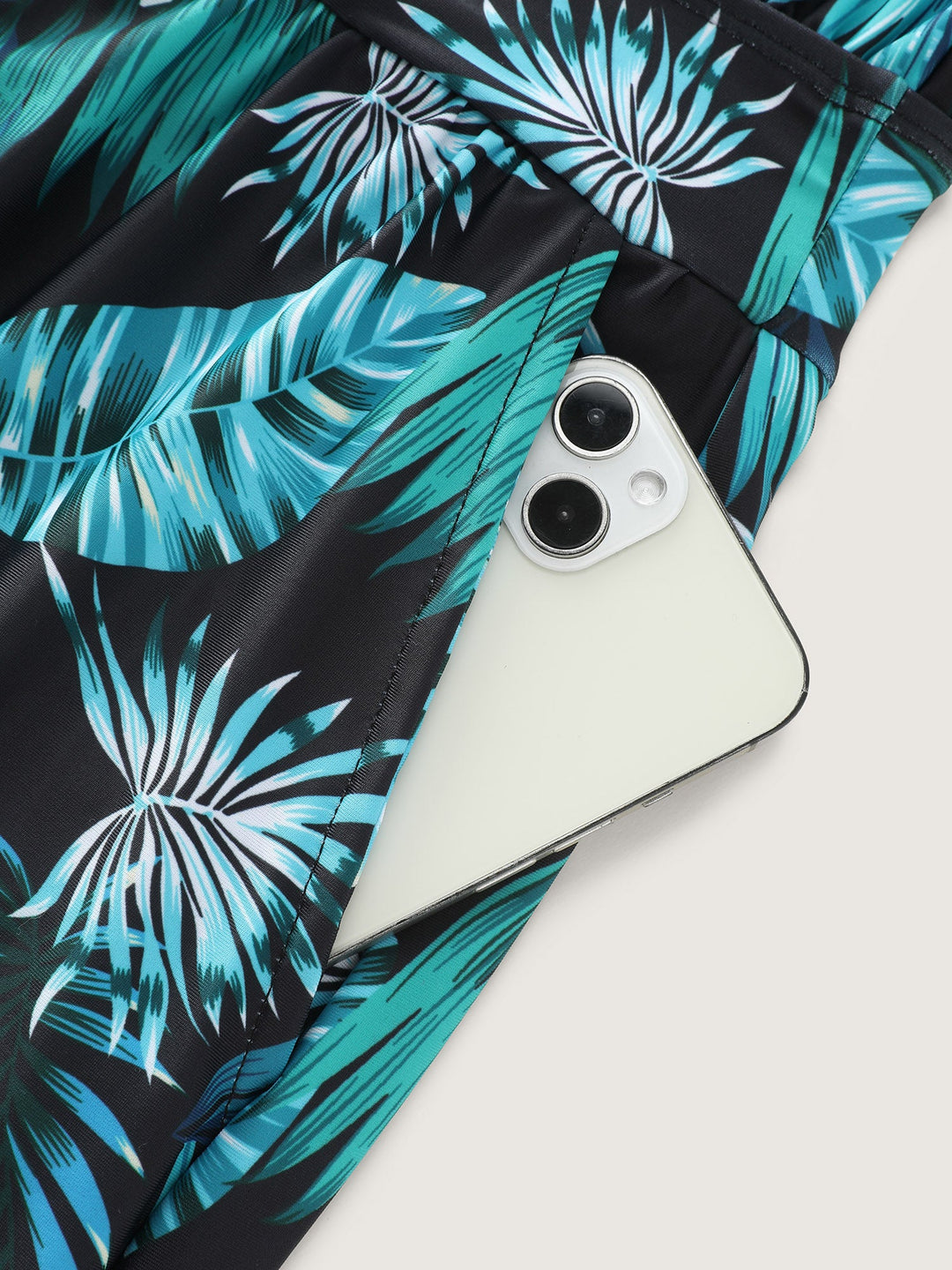 Serelle™ – Tropical Flower Print Pockets One-Piece Swimsuit