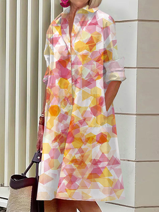 Livia™ – Chic Geometric Shirt Dress