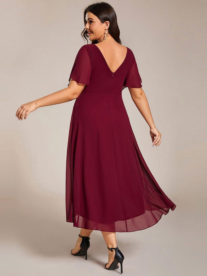 Zara™ – Plus Size V-Neck High-Low Chiffon Dress