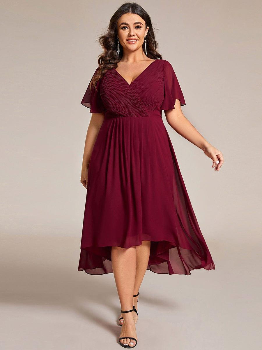 Zara™ – Plus Size V-Neck High-Low Chiffon Dress