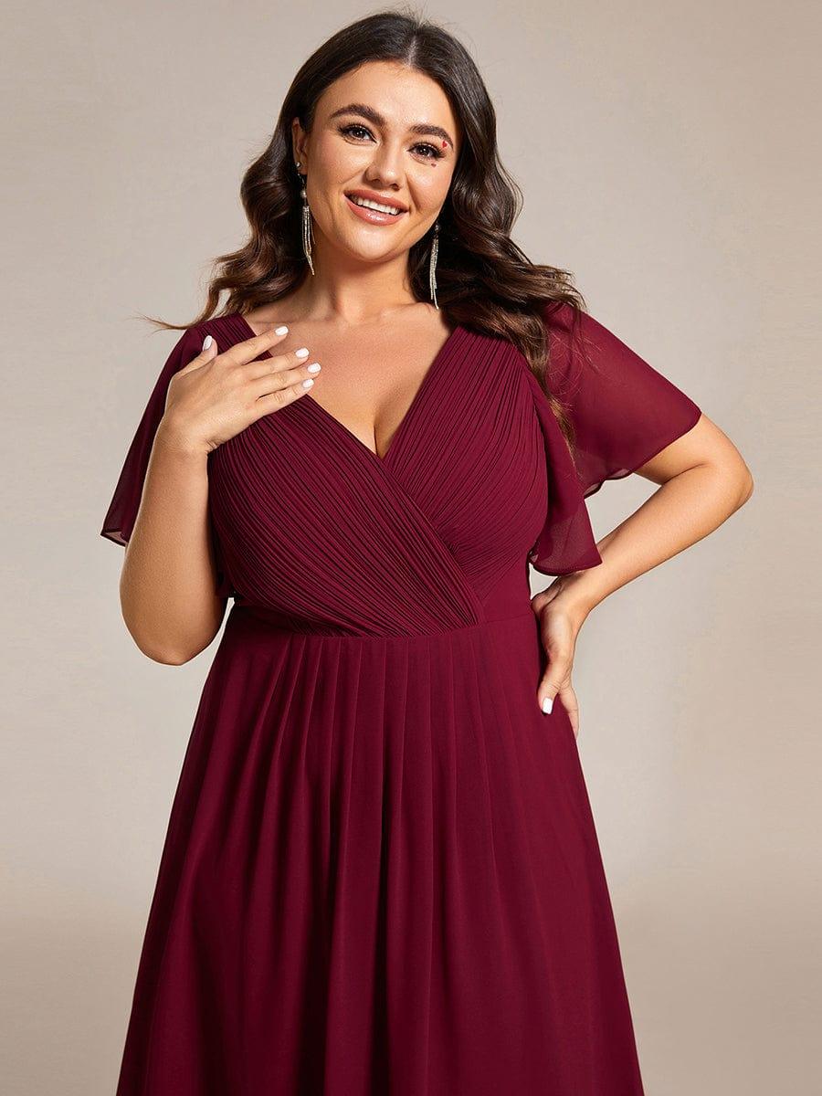 Zara™ – Plus Size V-Neck High-Low Chiffon Dress