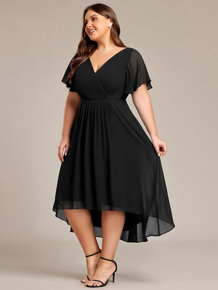 Zara™ – Plus Size V-Neck High-Low Chiffon Dress