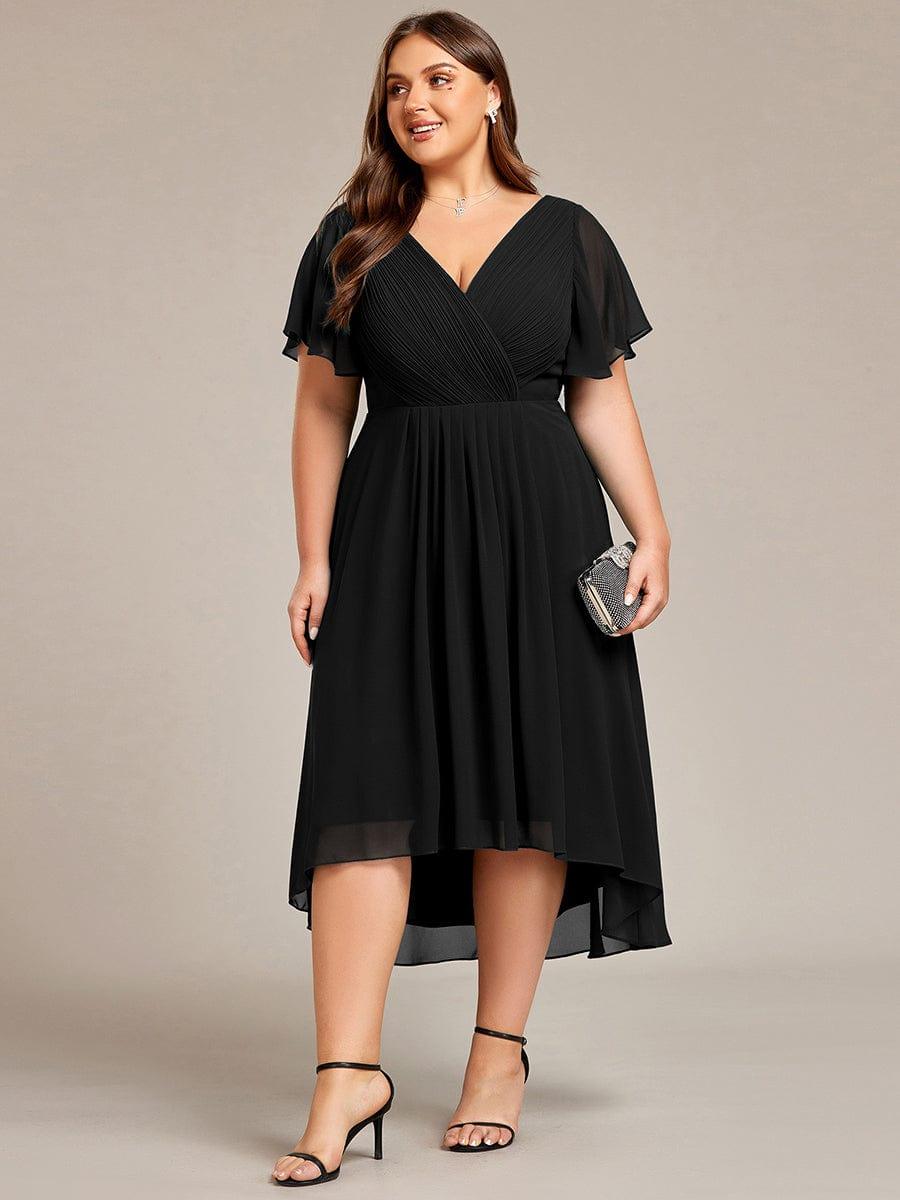Zara™ – Plus Size V-Neck High-Low Chiffon Dress