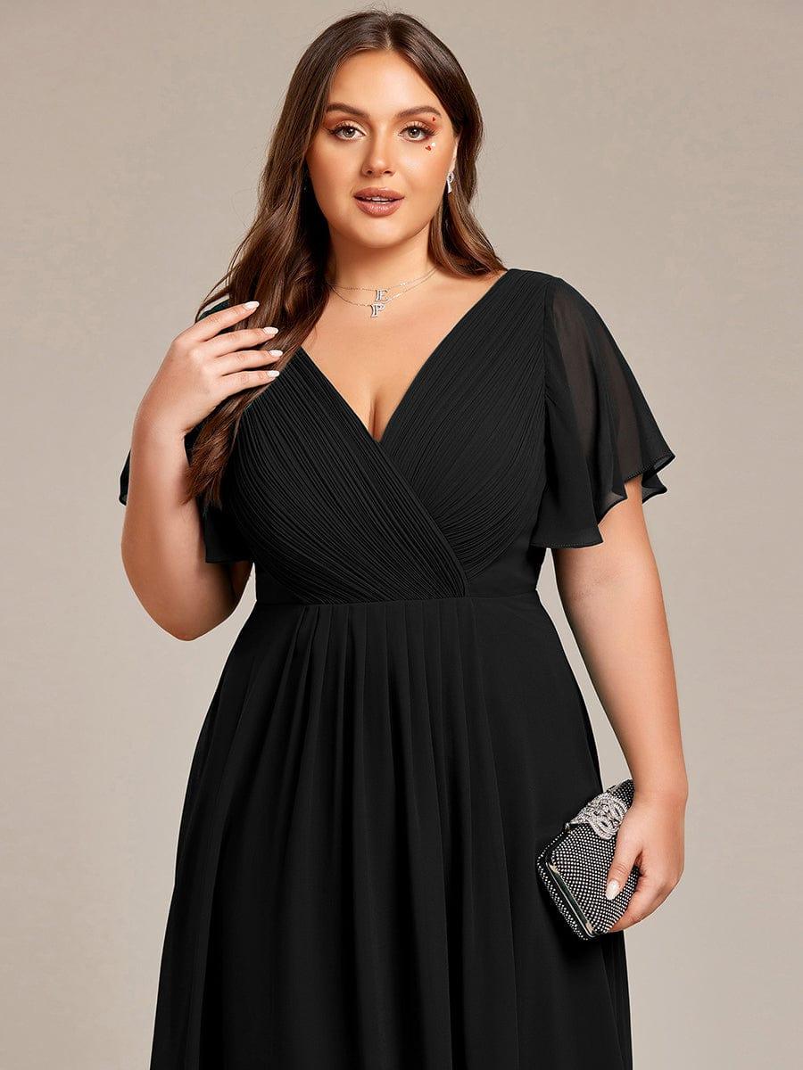 Zara™ – Plus Size V-Neck High-Low Chiffon Dress
