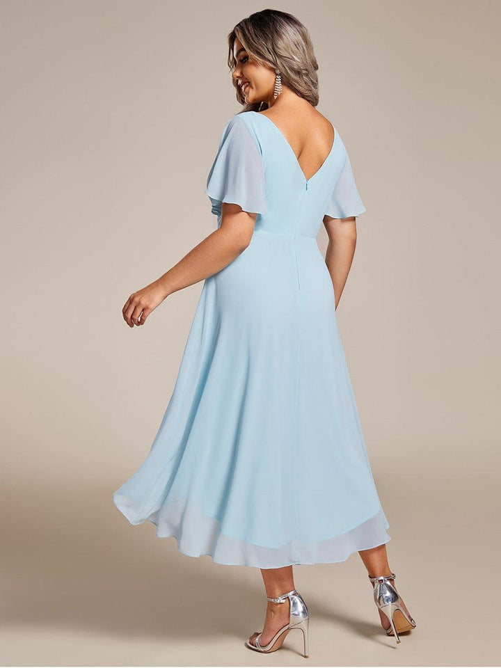 Zara™ – Plus Size V-Neck High-Low Chiffon Dress