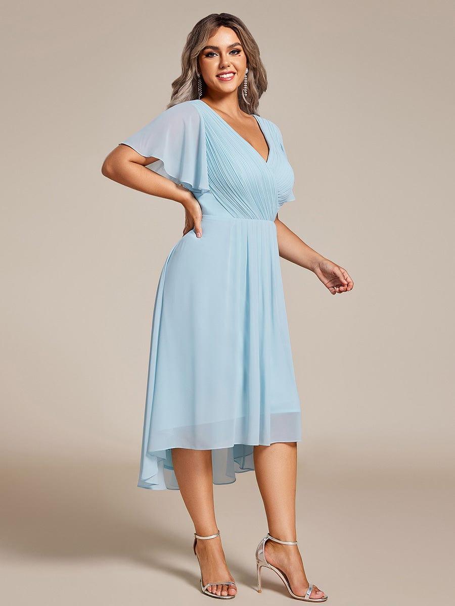 Zara™ – Plus Size V-Neck High-Low Chiffon Dress