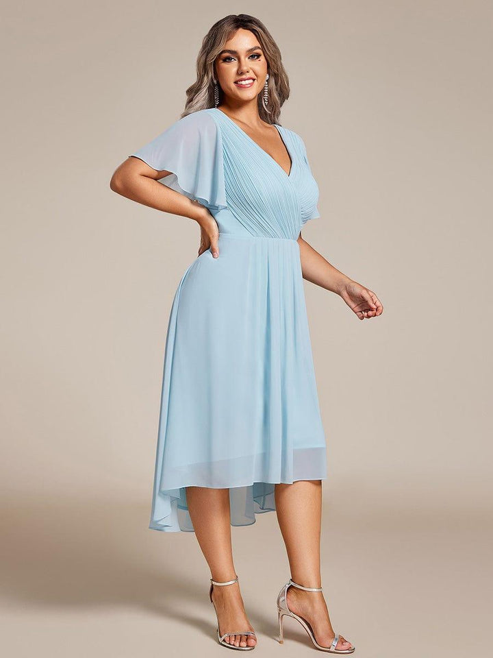 Zara™ – Plus Size V-Neck High-Low Chiffon Dress