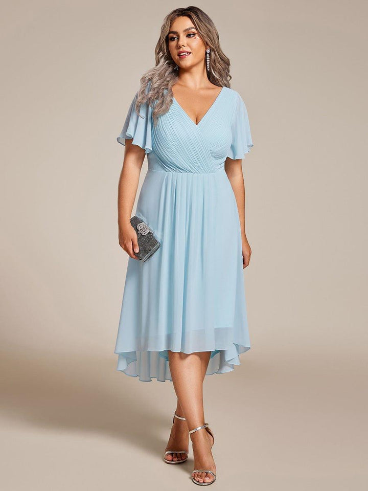 Zara™ – Plus Size V-Neck High-Low Chiffon Dress