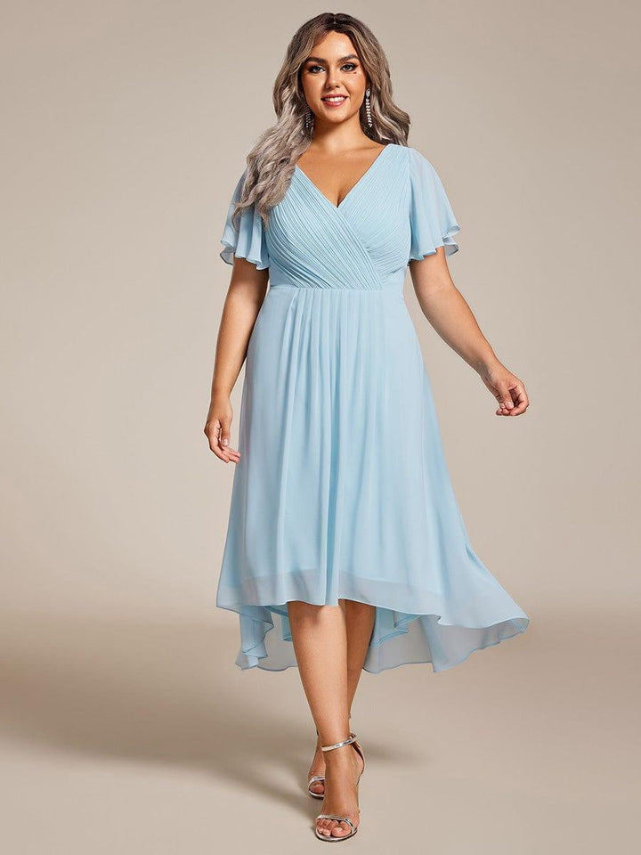 Zara™ – Plus Size V-Neck High-Low Chiffon Dress
