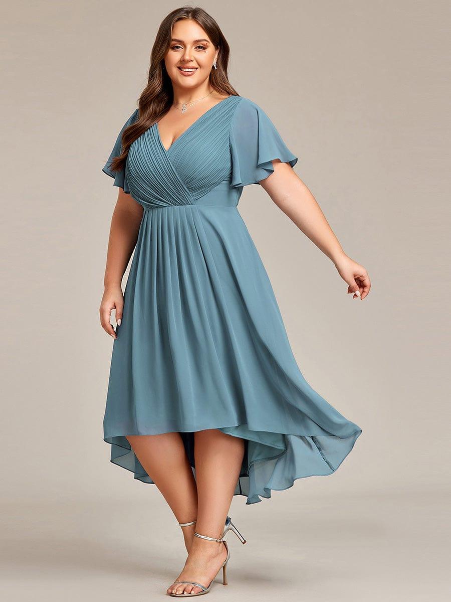 Zara™ – Plus Size V-Neck High-Low Chiffon Dress