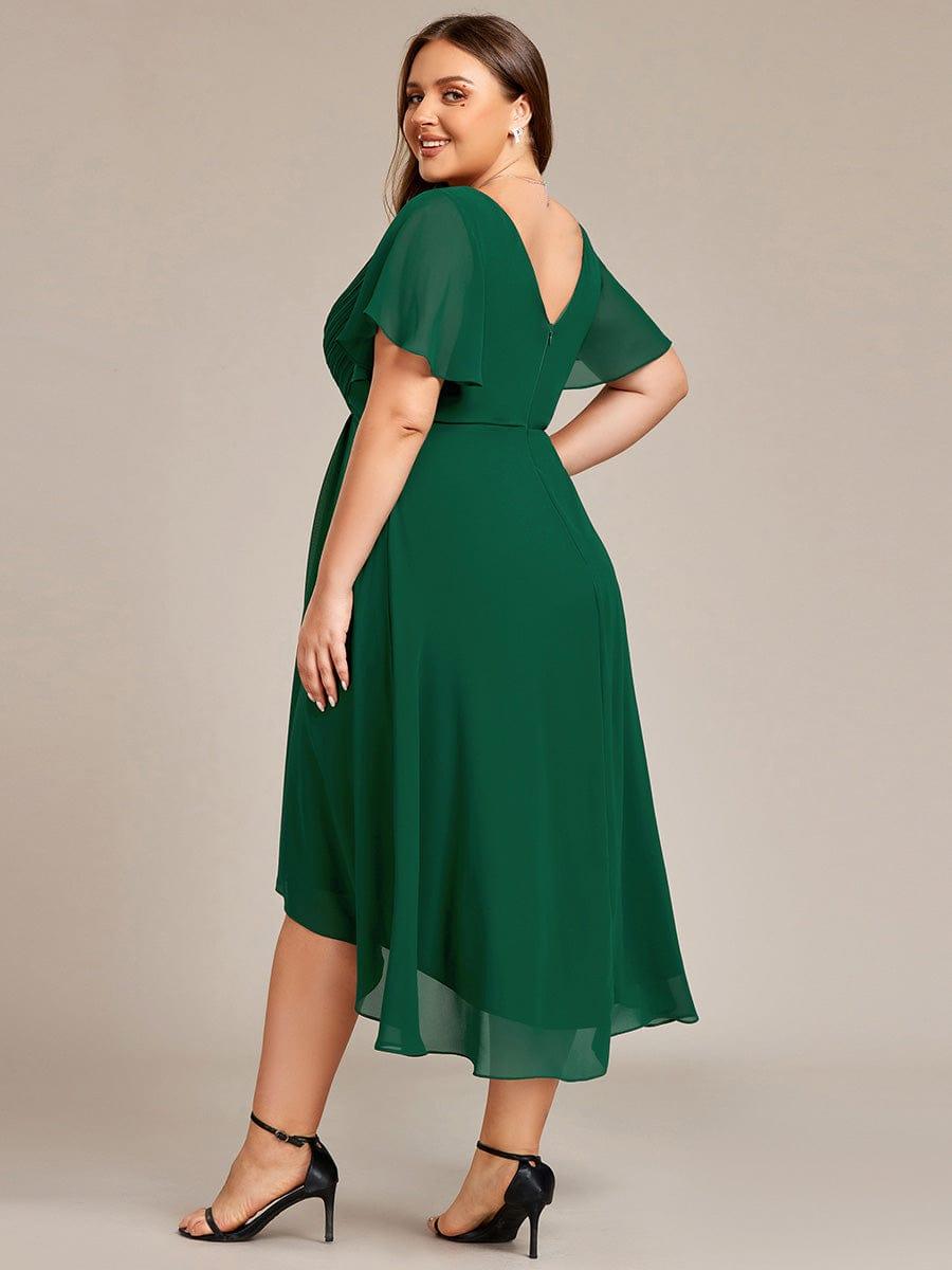 Zara™ – Plus Size V-Neck High-Low Chiffon Dress