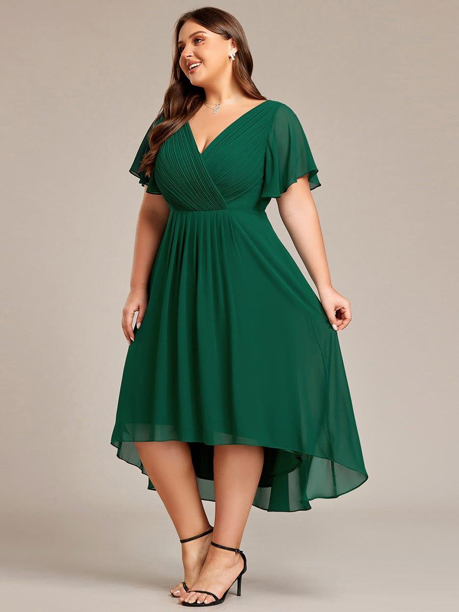 Zara™ – Plus Size V-Neck High-Low Chiffon Dress