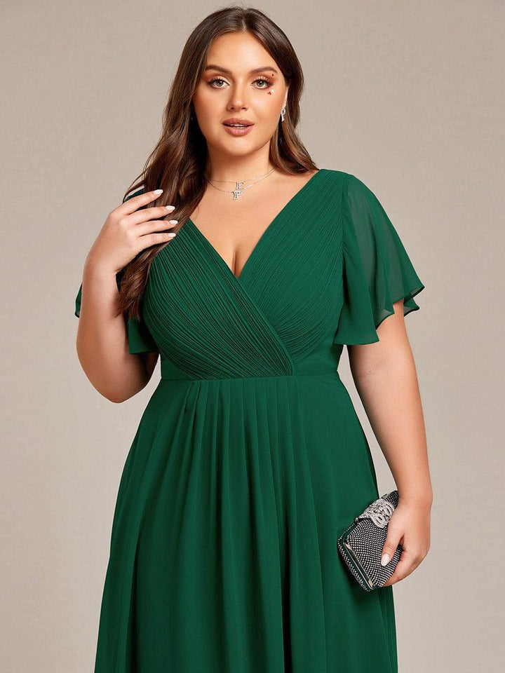 Zara™ – Plus Size V-Neck High-Low Chiffon Dress