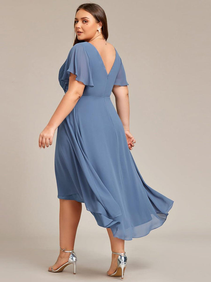 Zara™ – Plus Size V-Neck High-Low Chiffon Dress