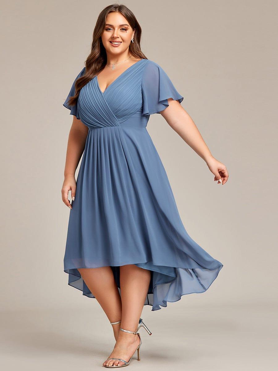 Zara™ – Plus Size V-Neck High-Low Chiffon Dress