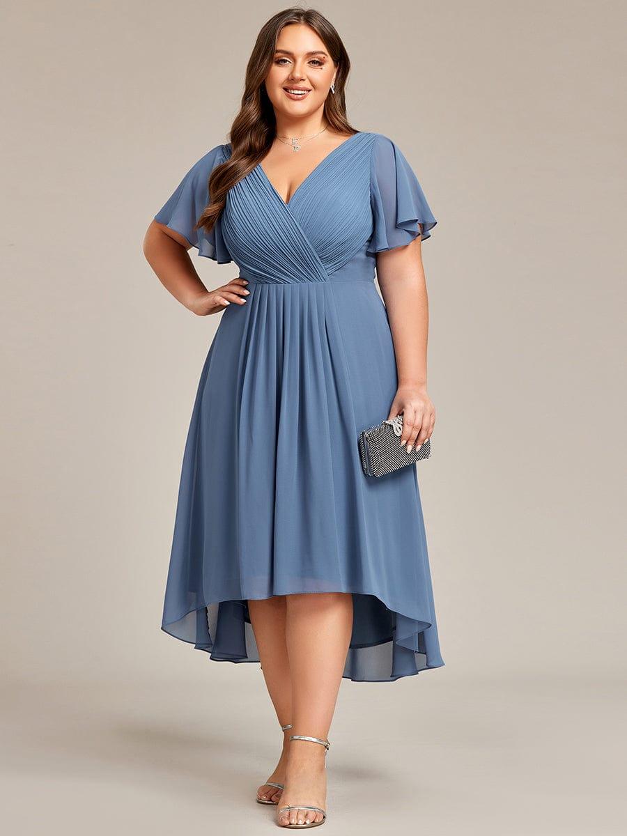 Zara™ – Plus Size V-Neck High-Low Chiffon Dress