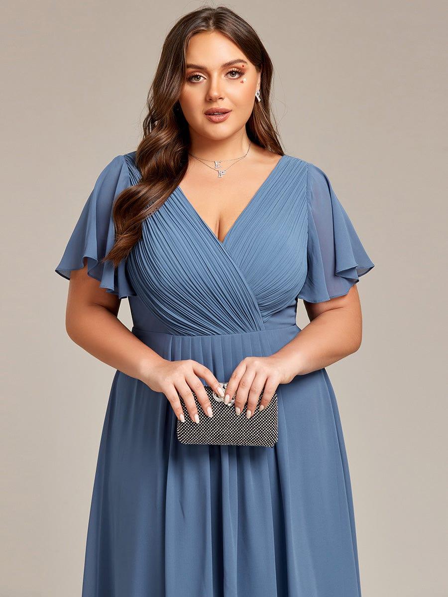 Zara™ – Plus Size V-Neck High-Low Chiffon Dress