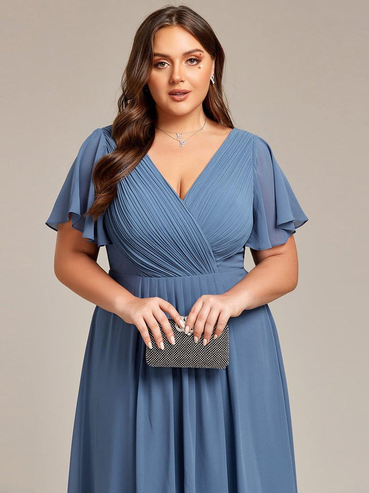 Zara™ – Plus Size V-Neck High-Low Chiffon Dress