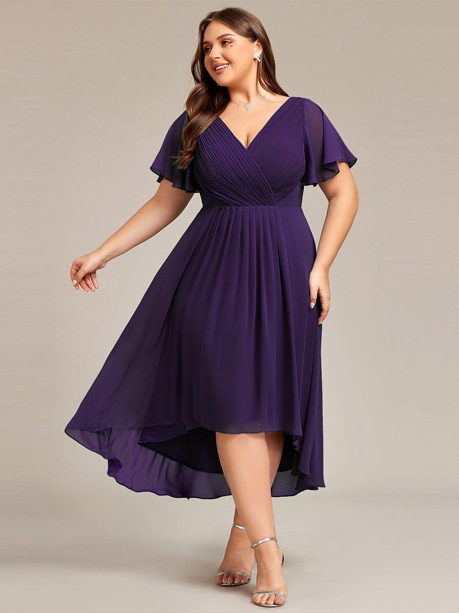 Zara™ – Plus Size V-Neck High-Low Chiffon Dress