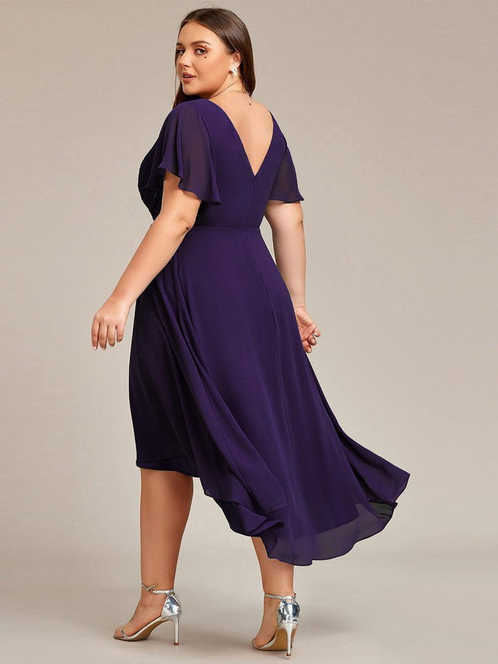 Zara™ – Plus Size V-Neck High-Low Chiffon Dress