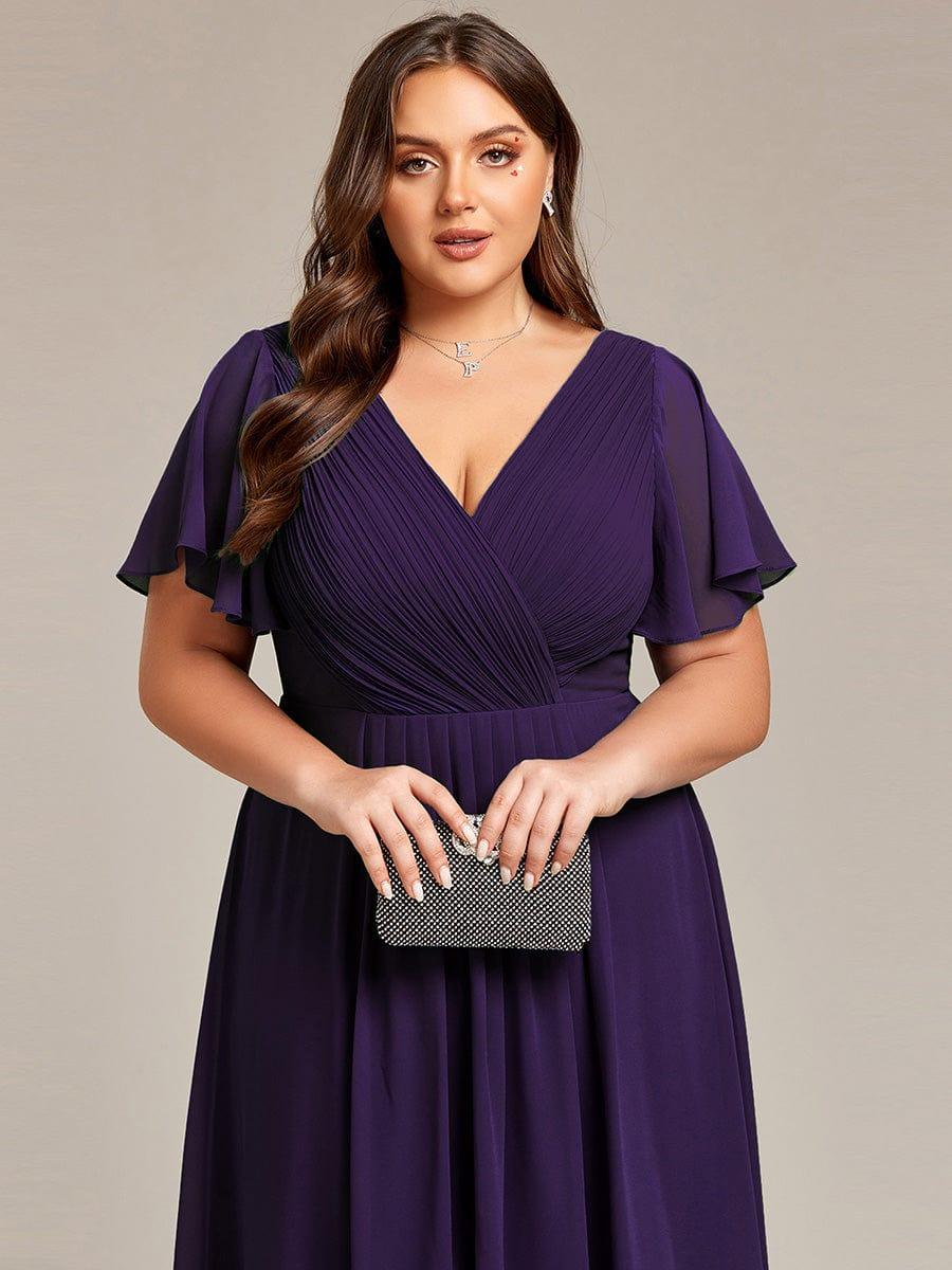Zara™ – Plus Size V-Neck High-Low Chiffon Dress