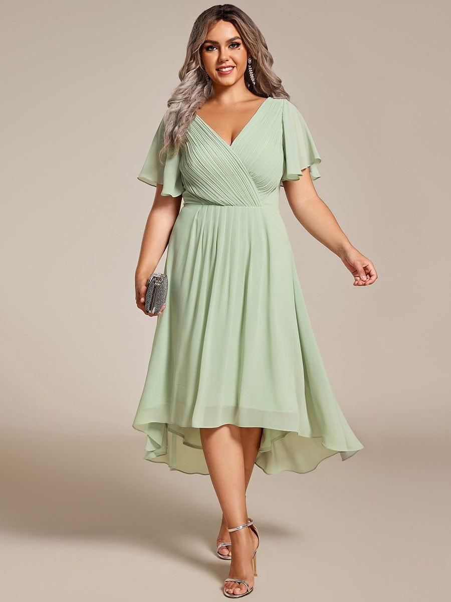 Zara™ – Plus Size V-Neck High-Low Chiffon Dress