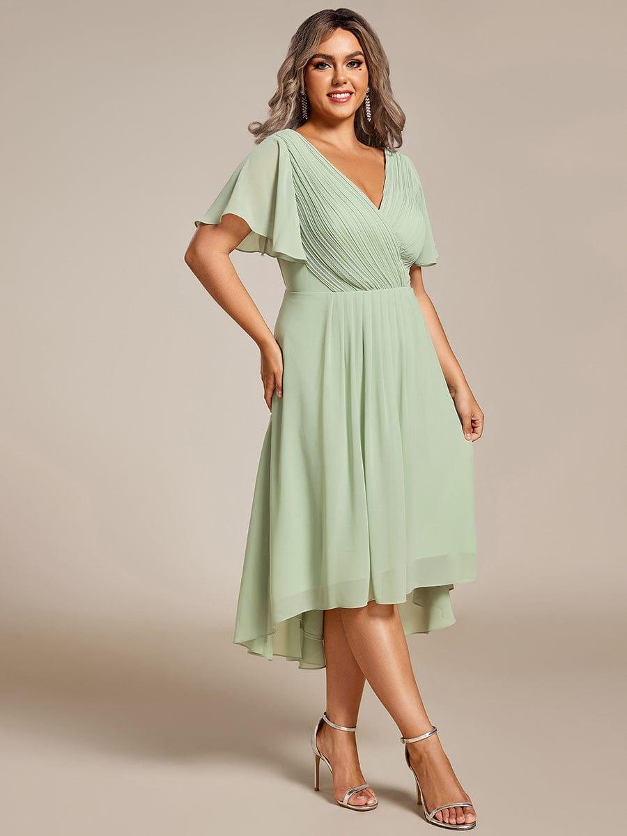 Zara™ – Plus Size V-Neck High-Low Chiffon Dress